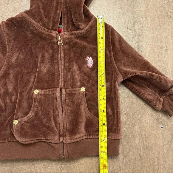 U.S. Polo Assn Brown Baby Zip Up Hoodie Jacket Size 12M - Picture 5 of 8